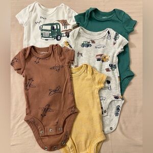 Lot of 5 Newborn Baby Boy Bodysuits - Carter’s